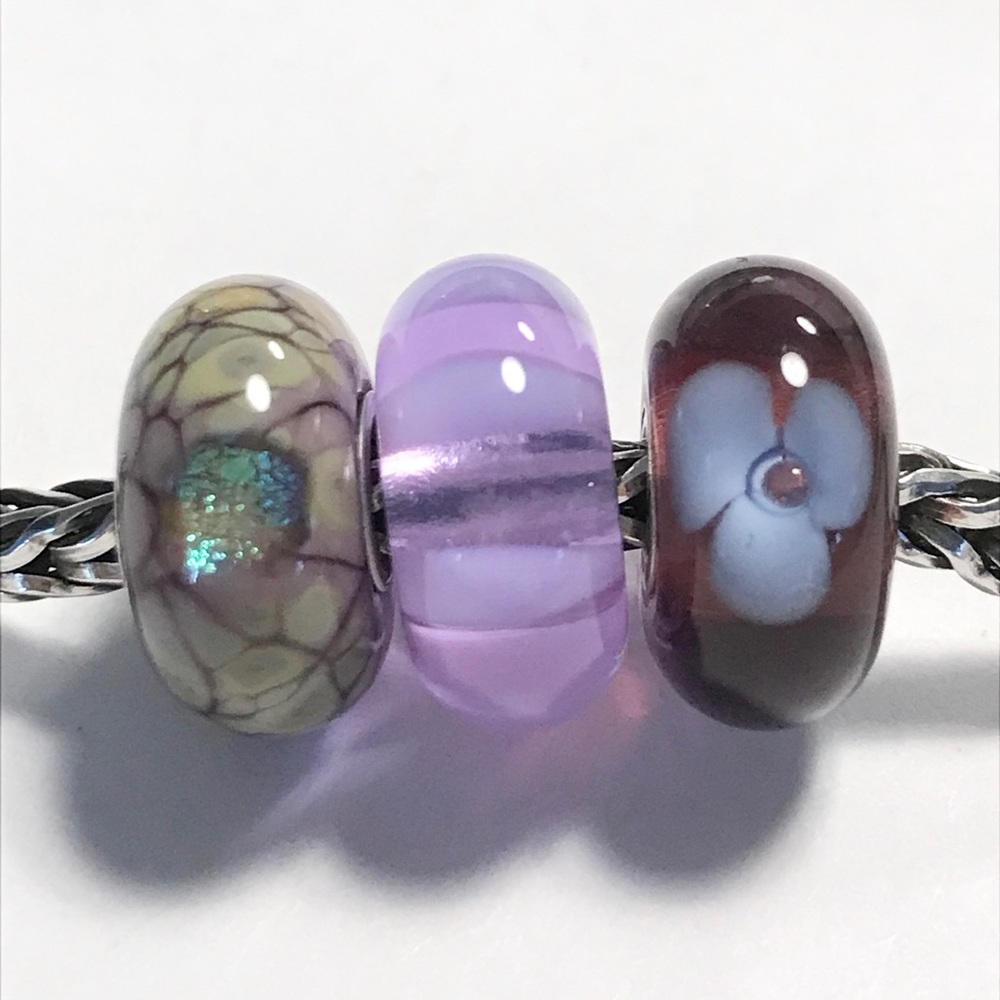 Authentic Trollbeads 3 Bead Set Glass Beads NEW